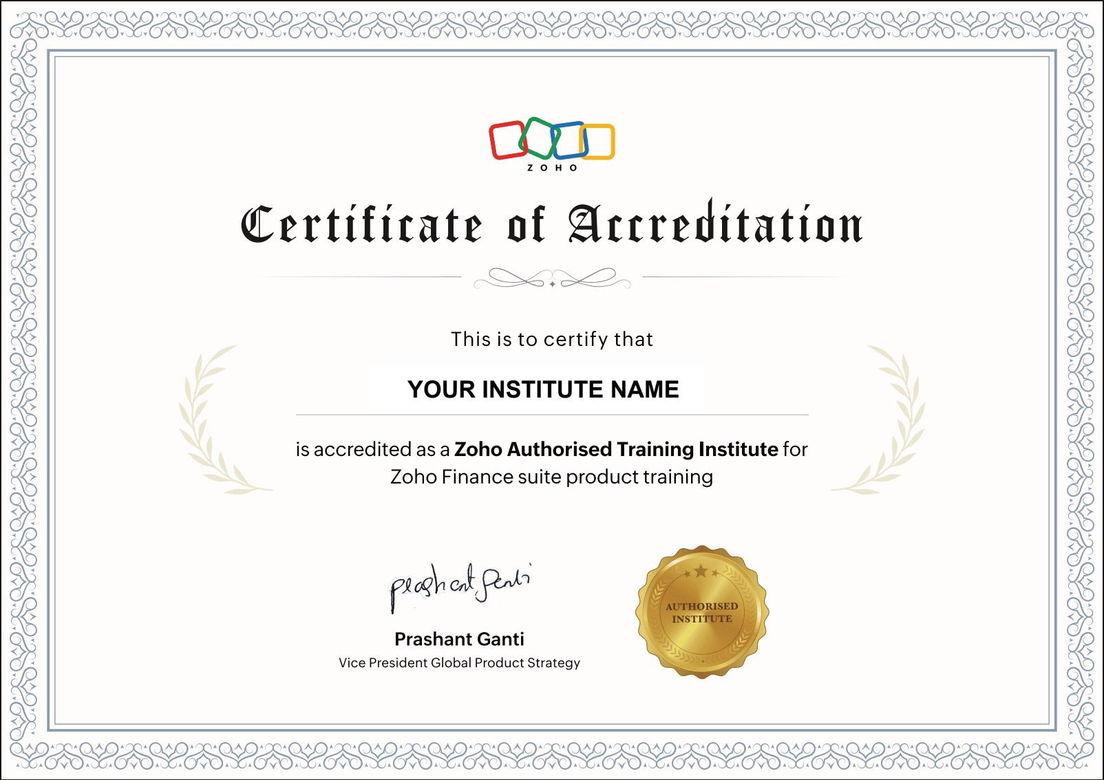 Institute Certificate